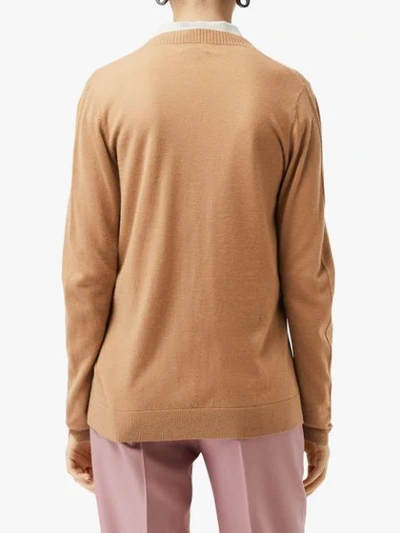 Shop Burberry Rib Knit Cashmere Cardigan In Camel