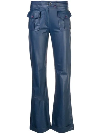 Shop Sies Marjan Belted Leather Trousers In Blue