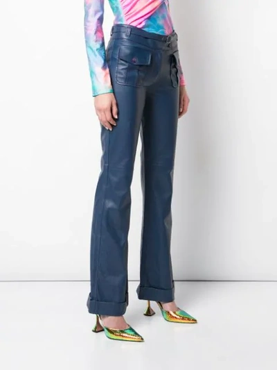 Shop Sies Marjan Belted Leather Trousers In Blue