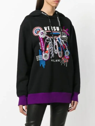 Shop Versus Embroidered Graphic Hoody In Black