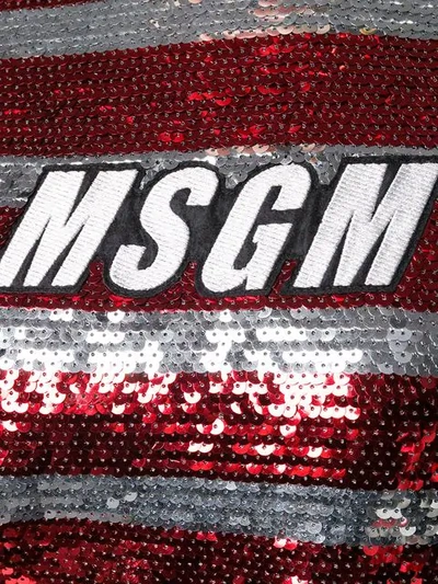Shop Msgm Sequined Logo T-shirt In Red