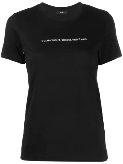 Shop Diesel Logo Embroidery T-shirt In Black