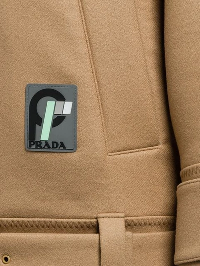 Shop Prada Hooded Wool Jacket In F055x Camello/ Pistac