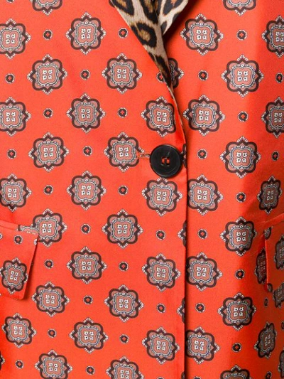 Shop Alberto Biani Contrast Collar Printed Coat In Orange