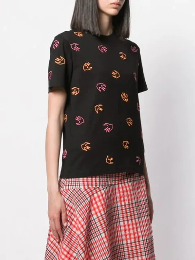 Shop Mcq By Alexander Mcqueen Embroidered Swallow T-shirt In Black