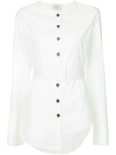 Shop Monographie Trench Long Sleeve Shirt In White