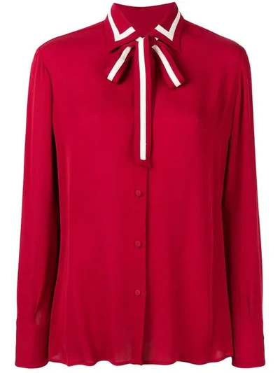 Shop Valentino Pussybow Blouse In Mb3 Red