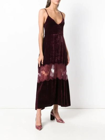 Shop Stella Mccartney Lace Panel Slip Dress In Red