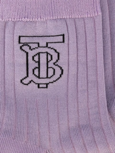 Shop Burberry Monogram Intarsia Socks In Purple