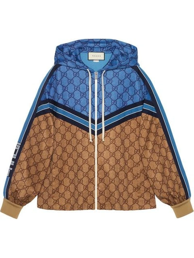 Shop Gucci Gg Technical Jersey Jacket In Neutrals