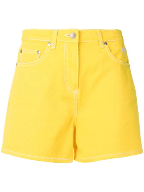high waisted yellow denim shorts