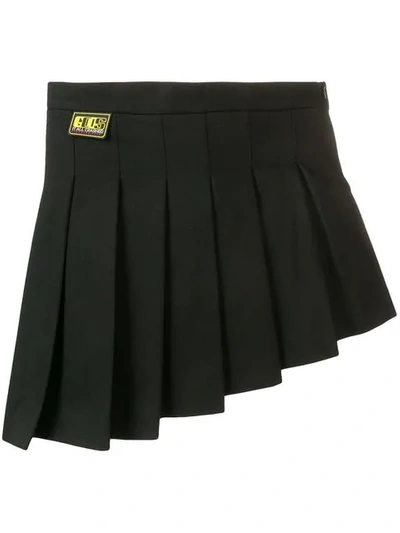 Shop Gcds Asymmetric Pleated Skirt In Black
