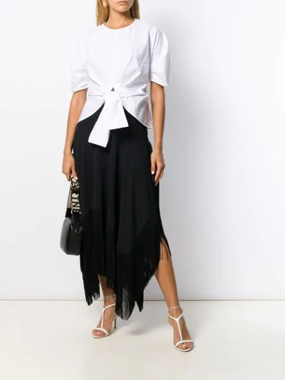 Shop Stella Mccartney Asymmetric Fringed Skirt In Black