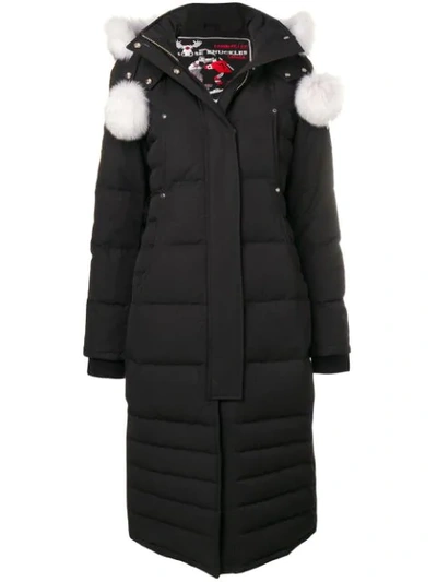 Shop Moose Knuckles Fox Fur Trimmed Hood Padded Coat In Black