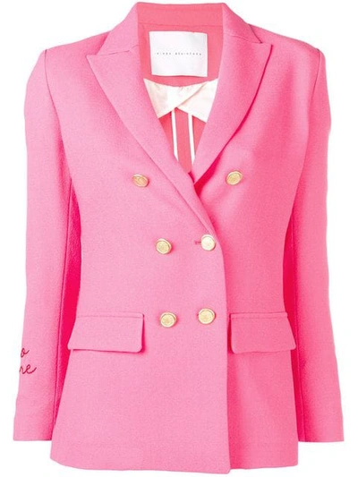 Shop Giada Benincasa Amore Embroidered Cuff Blazer In Pink