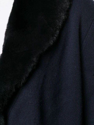 Shop N•peal Fur Collar Milano Coat In Blue