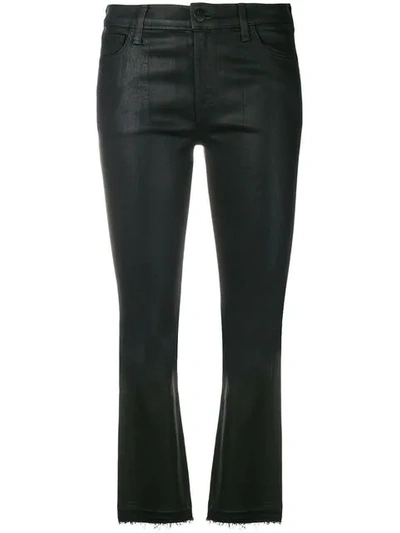 Shop J Brand Cropped Coated Jeans In Black