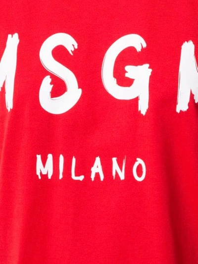 Shop Msgm Printed Logo T-shirt In Red