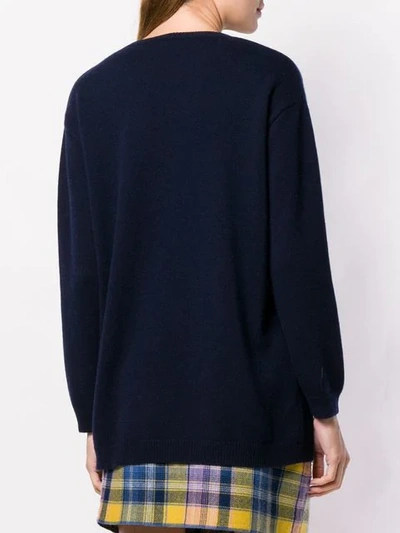 Shop Valentino Cashmere Intarsia Logo Jumper In Blue