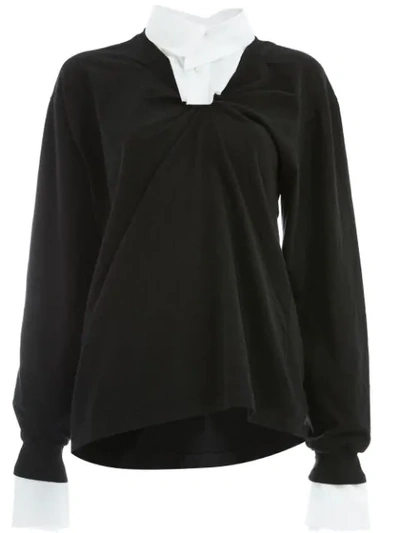 Shop Aganovich Combined Shirt Sweatshirt - Black