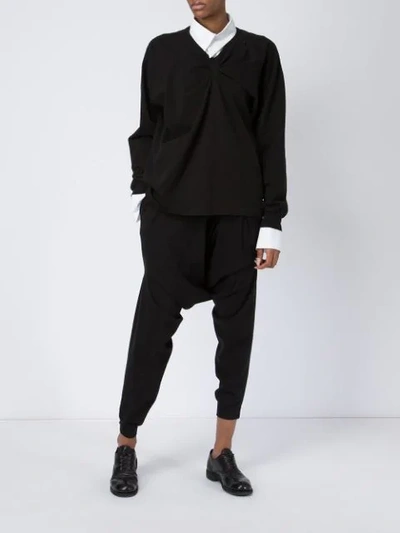 Shop Aganovich Combined Shirt Sweatshirt - Black