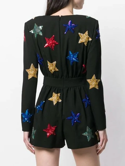 Shop Saint Laurent Embroidered Stars Jumpsuit In 1000 -noir