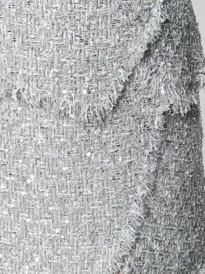 Shop Balmain Asymmetric Tweed Mini Skirt In Silver