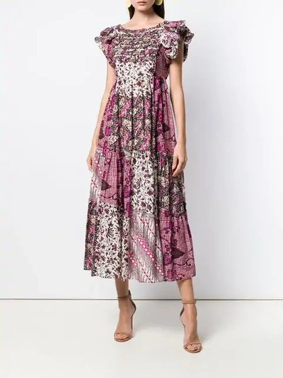 Shop Ulla Johnson Floral Print Patchwork Dress In Pink