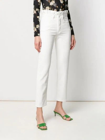 Shop Pinko Ruffle-trimmed Jeans - White