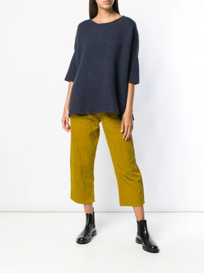 Shop Apuntob Cropped Corduroy Trousers - Yellow