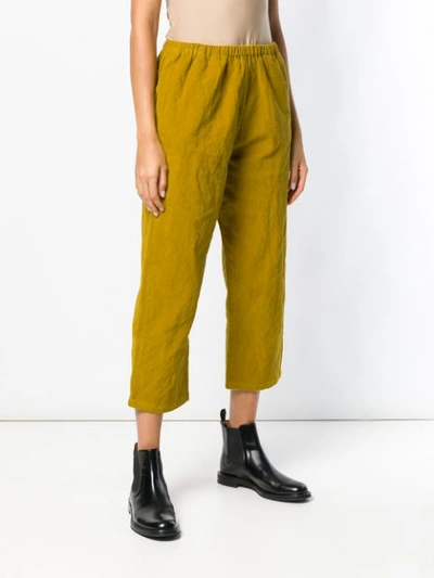 Shop Apuntob Cropped Corduroy Trousers - Yellow
