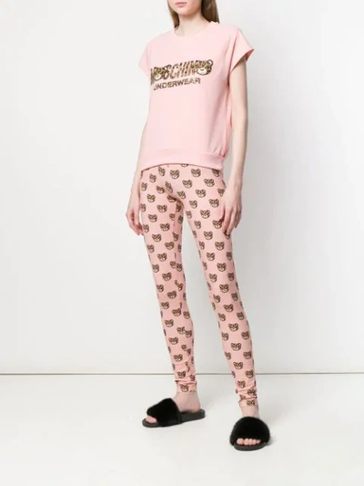 Shop Moschino Teddy Logo Pyjama T-shirt - Pink