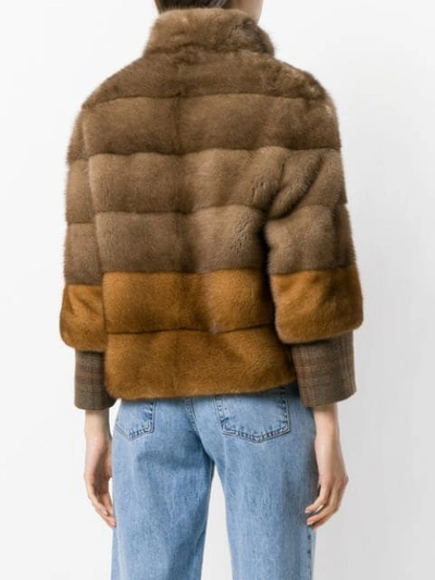 Shop Blancha Hooded Fur Coat In Brown