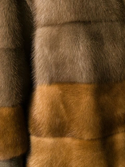 Shop Blancha Hooded Fur Coat In Brown