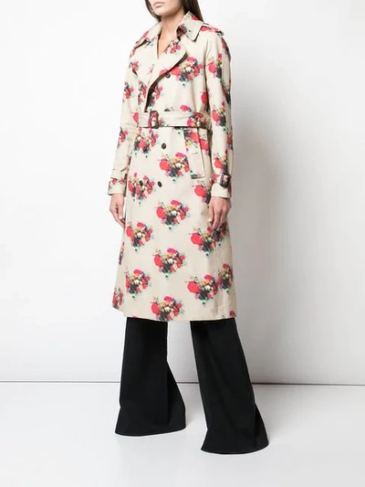 Shop Adam Lippes Floral Print Trench Coat In Brown