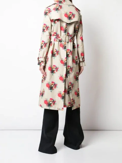 Shop Adam Lippes Floral Print Trench Coat In Brown