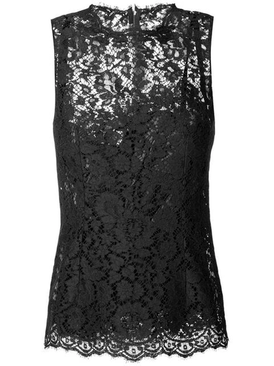 Shop Dolce & Gabbana Sleeveless Lace Top In Black