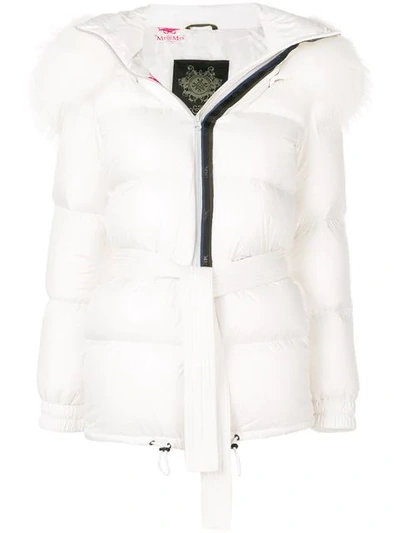 Shop Mr & Mrs Italy Belted Puffer Jacket In White