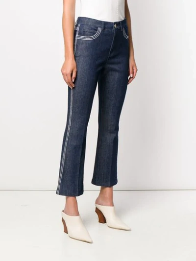 Shop Escada Contrast Stitch Kick Flare Jeans In 0405 Blue