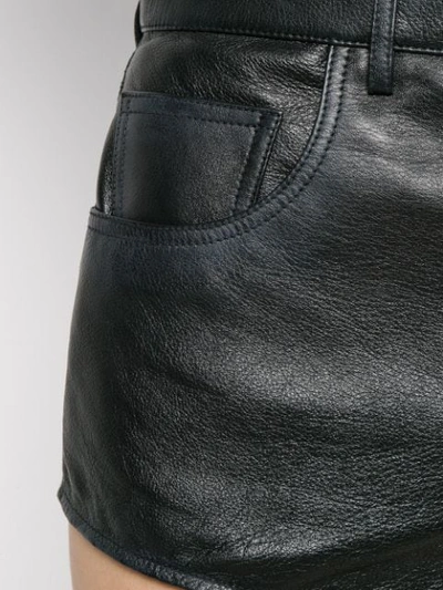 Shop Saint Laurent Leather Flared Shorts In Black