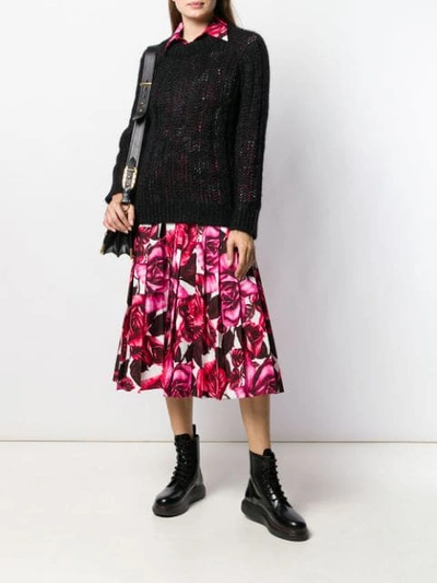 Shop Prada Knitted Jumper In Black