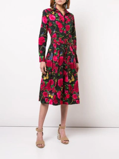 Shop Samantha Sung Printed Midi Dress In Black