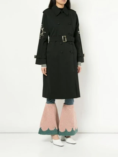 Shop Tu Es Mon Tresor 'bijou' Trenchcoat In Black