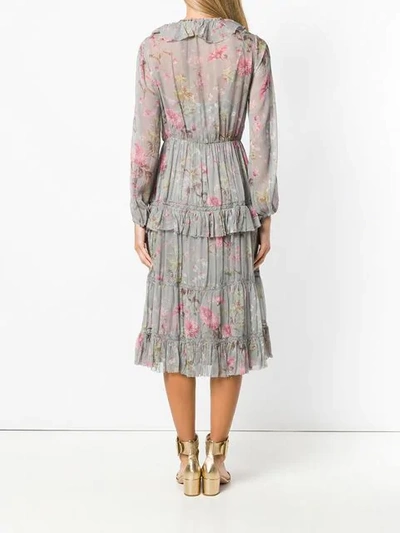Shop Polo Ralph Lauren Floral Print Ruffled Dress In Grey