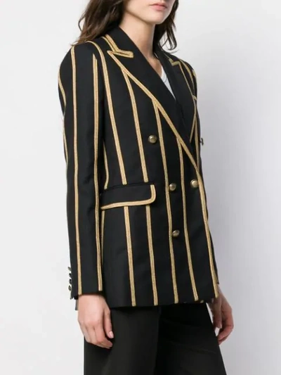 Shop Saint Laurent Braided Stripe Blazer In Black