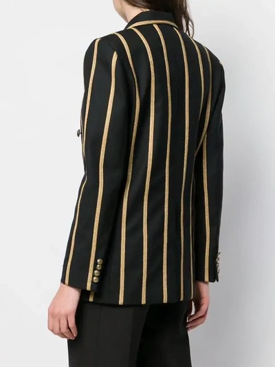 Shop Saint Laurent Braided Stripe Blazer In Black