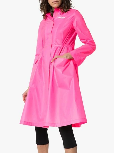 Shop Palm Angels Collared Flared Skirt Windbreaker In Pink
