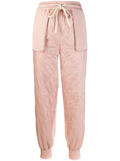 Shop Moncler Quilted Trousers In Pink