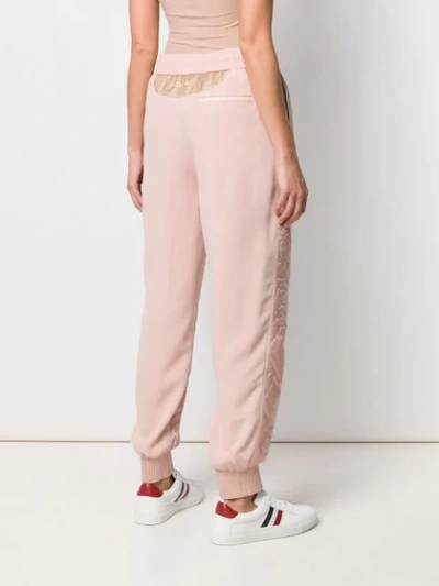 Shop Moncler Quilted Trousers In Pink