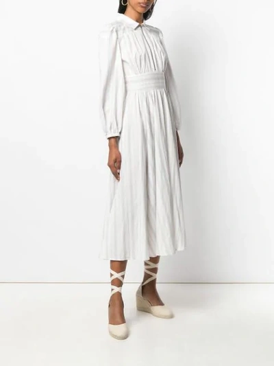 Shop Alexa Chung Striped Zip Shirt Midi Dress In Neutrals